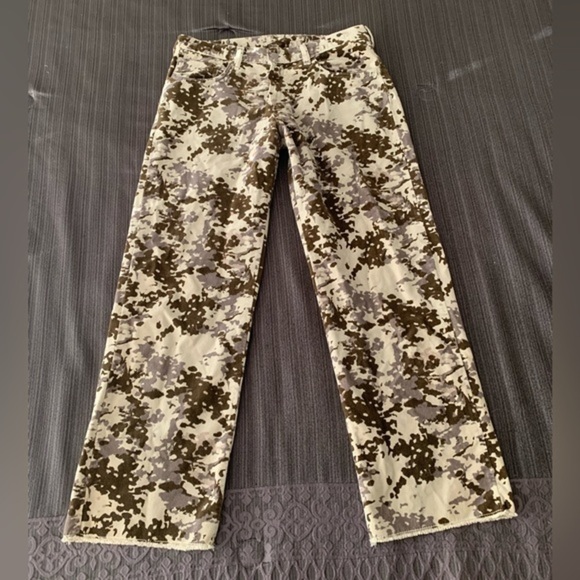 Massimo Alba Alosa Trousers Pants Velour Jeans Camo Grey Green Cream Size 28 - Picture 13 of 15